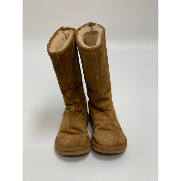BOGO UGG Knightsbridge Tan Tall Suede Boot 5119 Shearling Lined Back Zip Women 5 - Picture 3 of 16